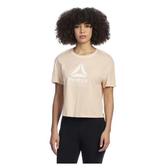 Reebok Women's Cropped Graphic Tee with Side Slits, Size Medium, Comfort Fit - Picture 4 of 5
